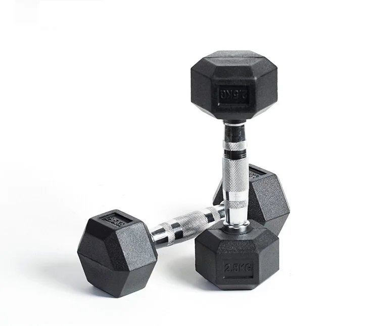 

China Fitness Free Weights KGS LBS Rubber Hex Dumbbells Set for Sale, Black