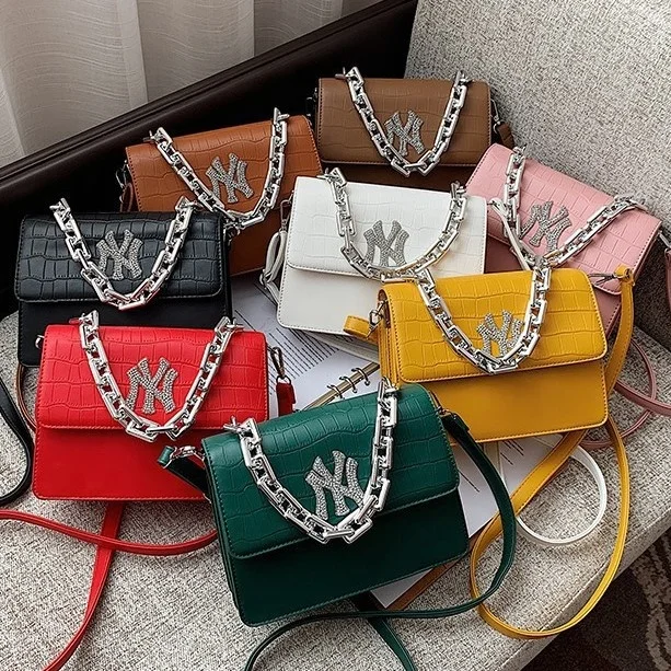 

Chain stone pattern Korean fashion trendy large-capacity one-shoulder messenger handbag, 8 colors