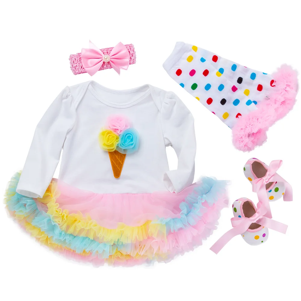 

Wholesale Newborn Baby Birthday Cute Baby Girls Party Outfit Romper Dress 4pcs, Picture shown