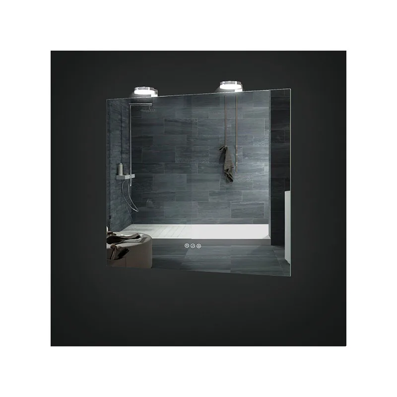 New touch screen rectangular bathroom wall shelf mirror with bathroom lighting