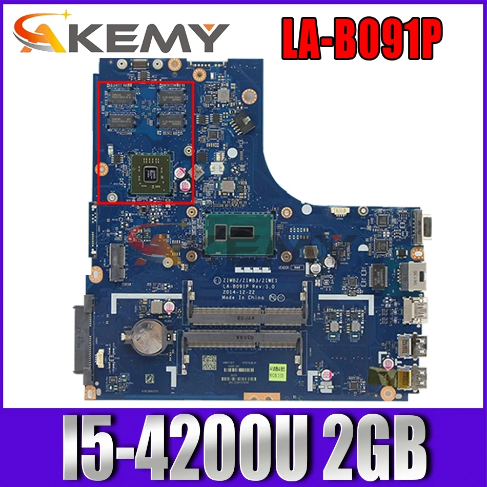 

Genuine LA-B091P for Ideapad B50-70 Laptop Motherboard FRU:5B20G06294 SR170 I5-4200U DDR3L 2GB Fully Tested High quality
