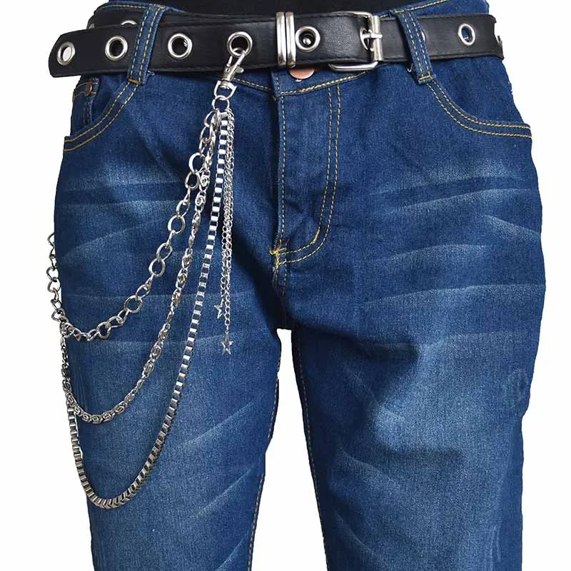 

Punk Rock Hips Hops Decoration Multilayer Waist Wallet Chain Long Silver Star Jeans Pants Trouser Chain For Party