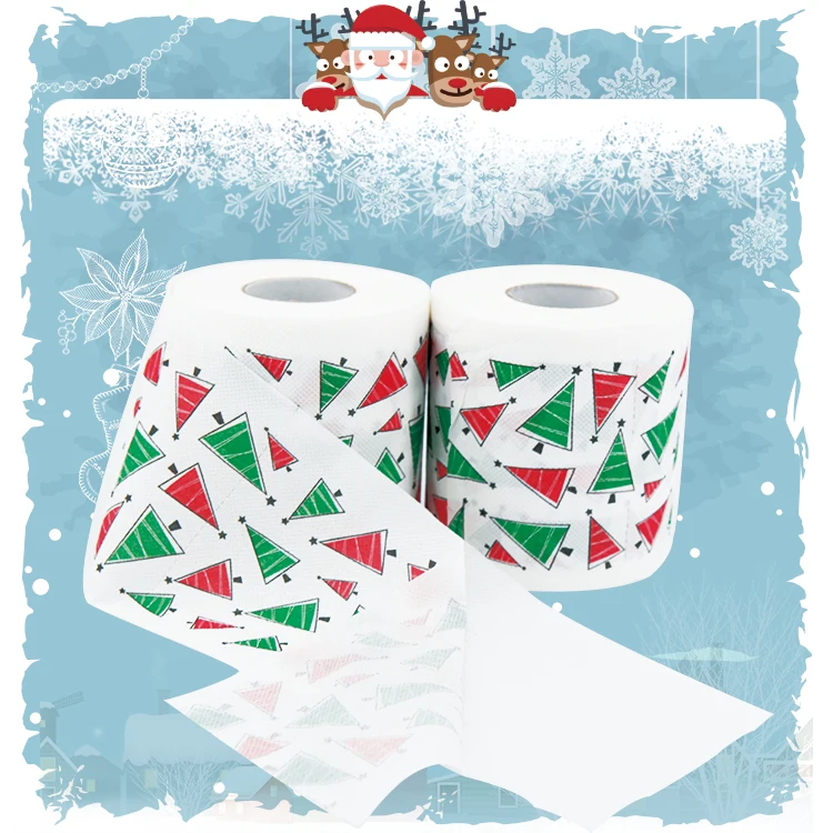 

2 ply toilet paper Factory customized pattern paper colored toilet paper roll For christmas, White