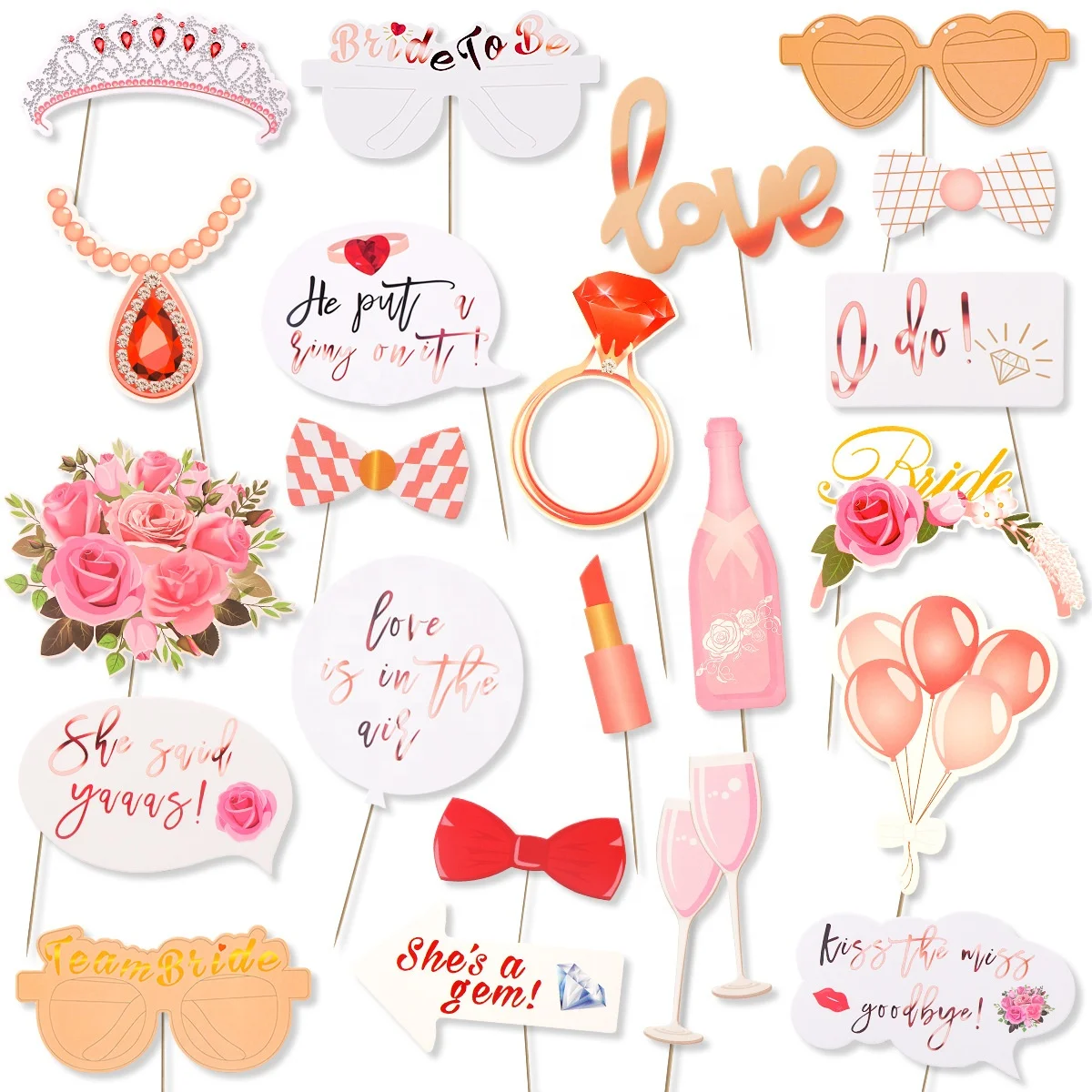 

DAMAI Bride to be Wedding Bachelor Party Handheld Photo Props Valentines Day Girl Paper Photo Booth Props
