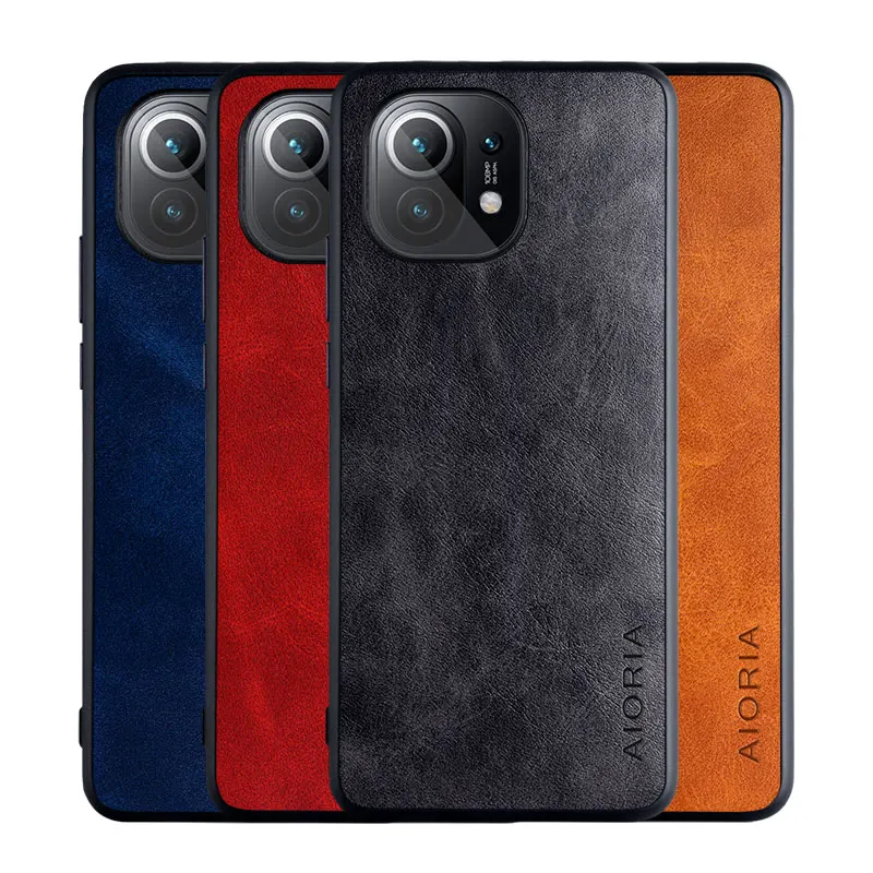 

Classic Leather Case Back Cover For Xiaomi Mi 11 Simple Design High Quality