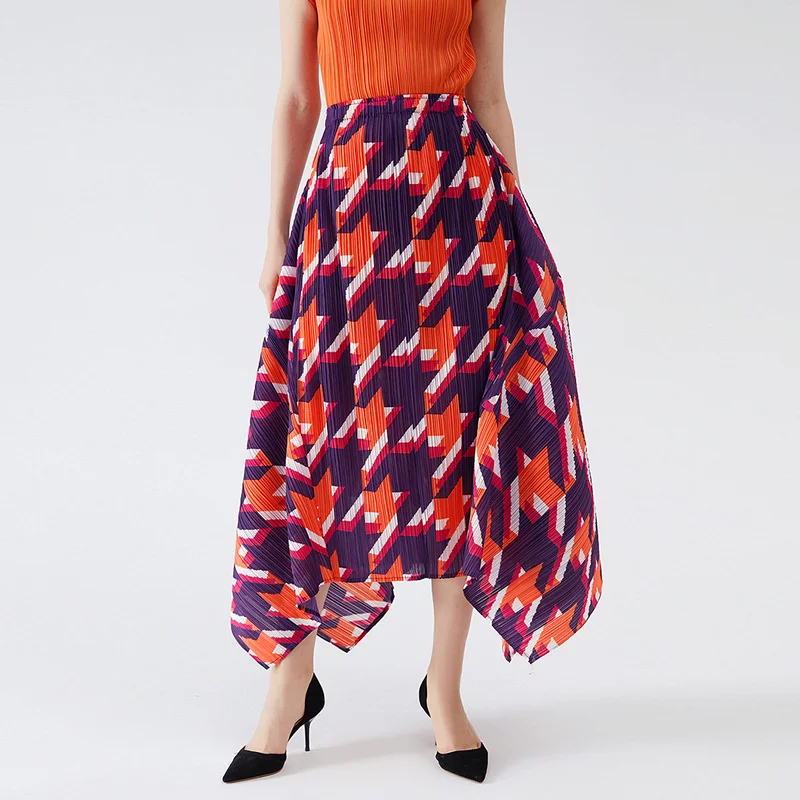 

Spring new irregular skirt women's summer 2021 high waist slim split pleated skirt