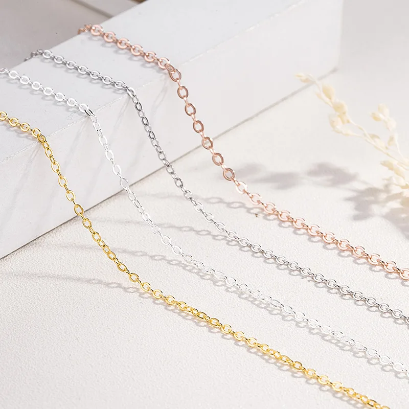 

WHOLESALE BULK PRICE 18 inch S 925 Sterling Silver cross chain choker necklace,rose gold,gold DIY Accessories, 18 k gold and white gold,rose gold