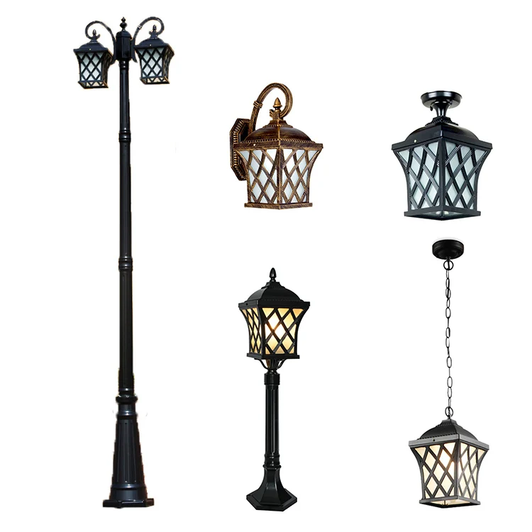 Factory Price antique european style outdoor pendant lighting hanging E27 glass aluminum garden light