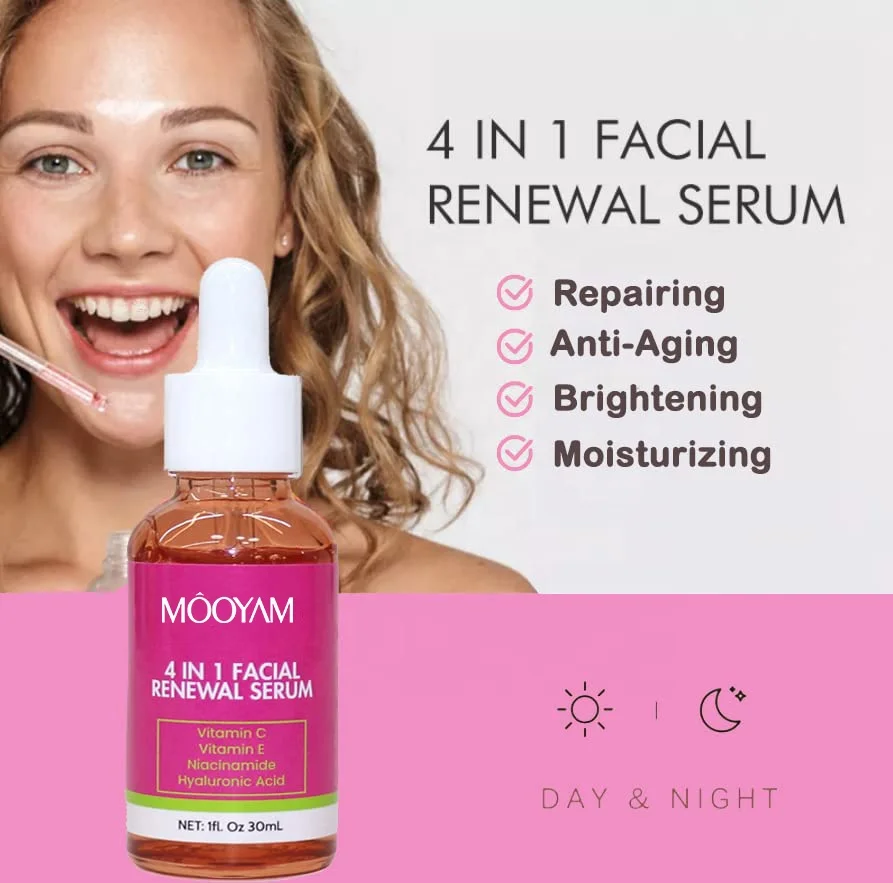 

MOOYAM Private Label 4 In 1 Facial Serum Niacinamide Whitening Vitamin C Anti-aging Vitamin-E Anti-acne HA Hydrating Face Serum