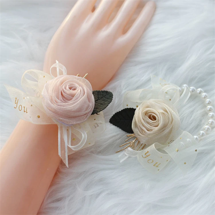 

Mori Department Super Fairy Wedding Ornaments Wrist Flower Senior Sense Korean Pearl Hand Flower Rose