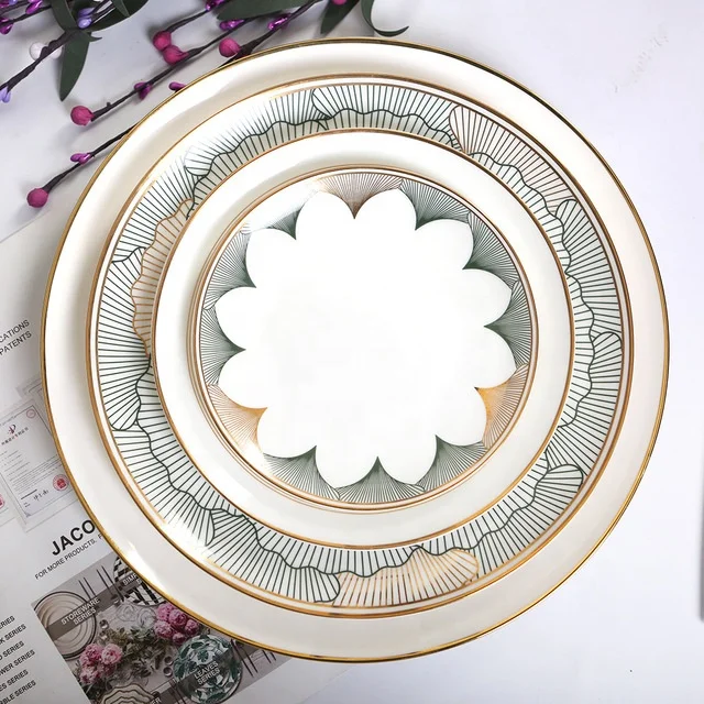 

Luxury porcelain charger plates gold ginkgo leaf pattern dinner sets bone china dinnerware sets ceramic dinner plate, As shown