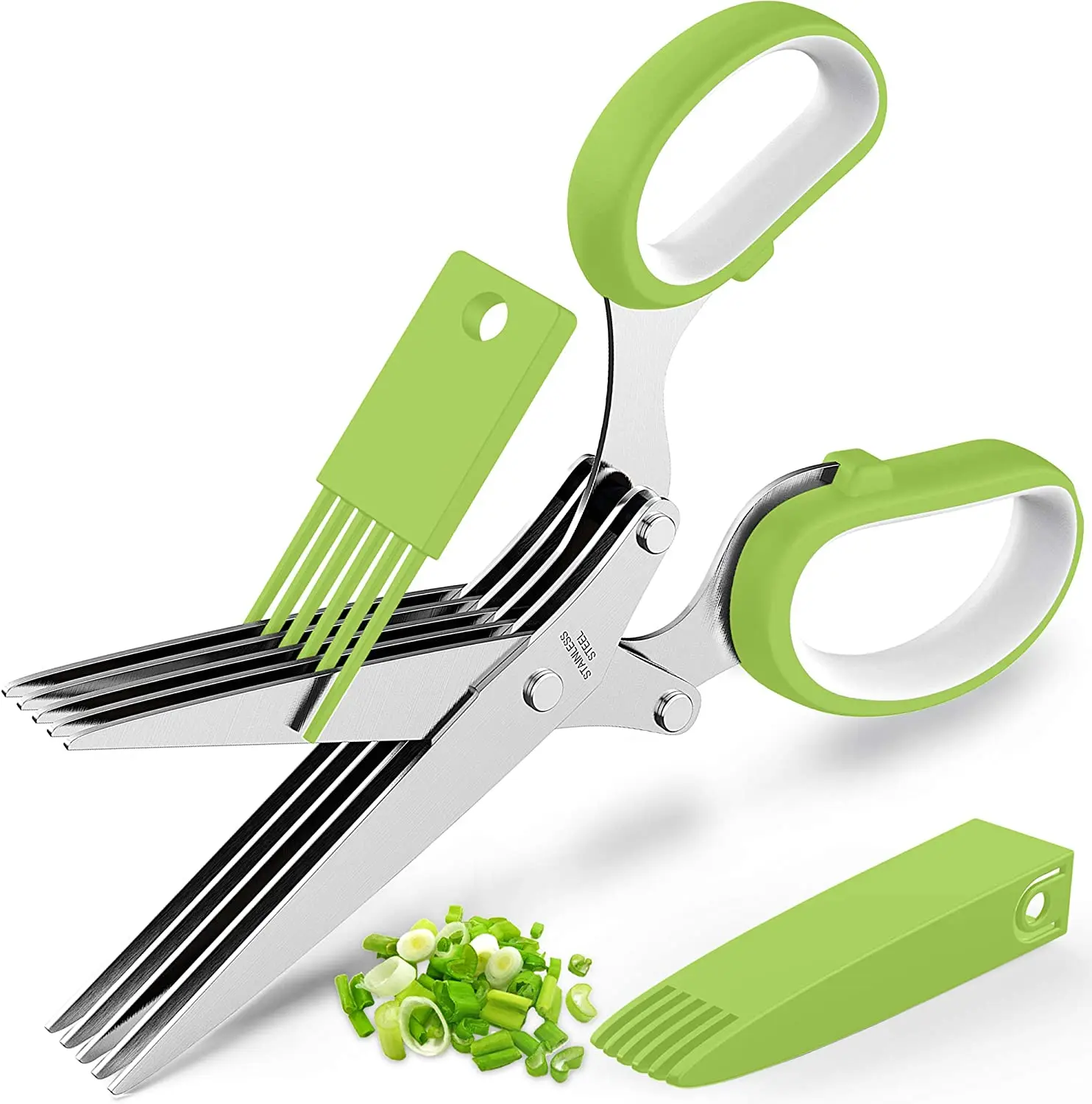 

Sharp Heavy Duty Herb Scissors and Cover Cutter Chopper and Mincer Cool Kitchen Tools Herb Cutter Shears with 5 Blades, Customized color