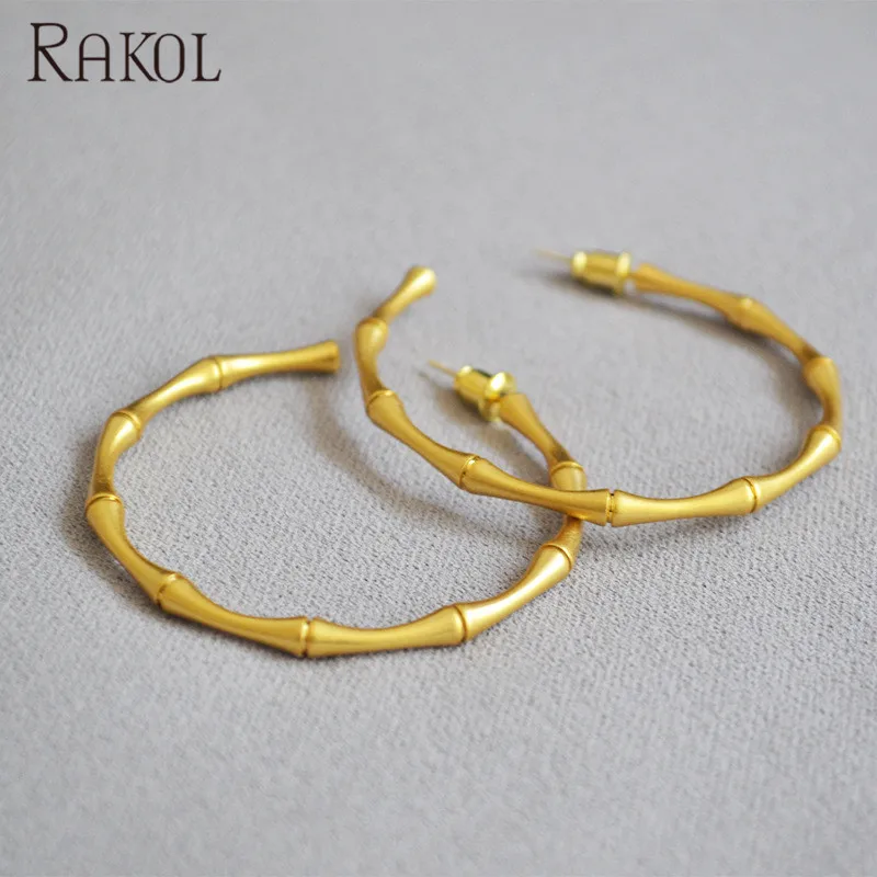 

RAKOL EP2656 fashion gold plated earrings big hoop earrings Personalized simple gold earrings for women, Picture shows