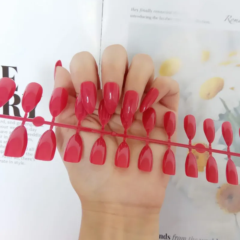 

NA075 24pcs/lot shinning surface press on nails false full cover Colored tips nail For Extension Artificial Fingernails