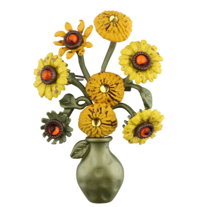 

Sunflower Vase Green Lacquer Van Gogh Brooch Factory Price China Supplier