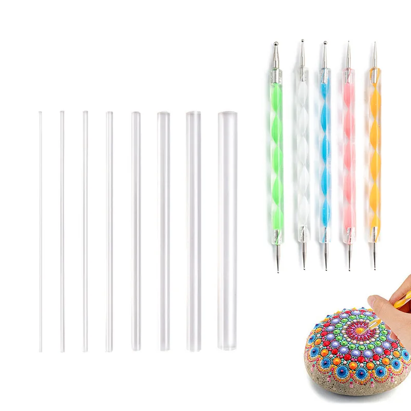 

Nail Art Tools /13 pcs Acrylic Nail Dotting Pen Set Mandala Nail Painting Dotting Tools Set Transparent Soft Clay Tools Set, 5 colors