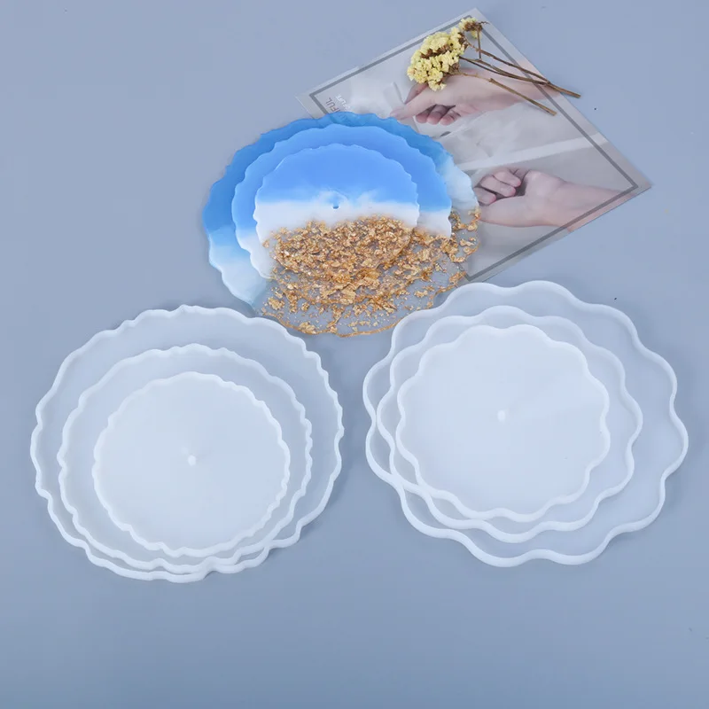 

DIY 3 layer fruit tray tea tray silicone mold epoxy resin tray coaster for resin making crown leaf metal bracket