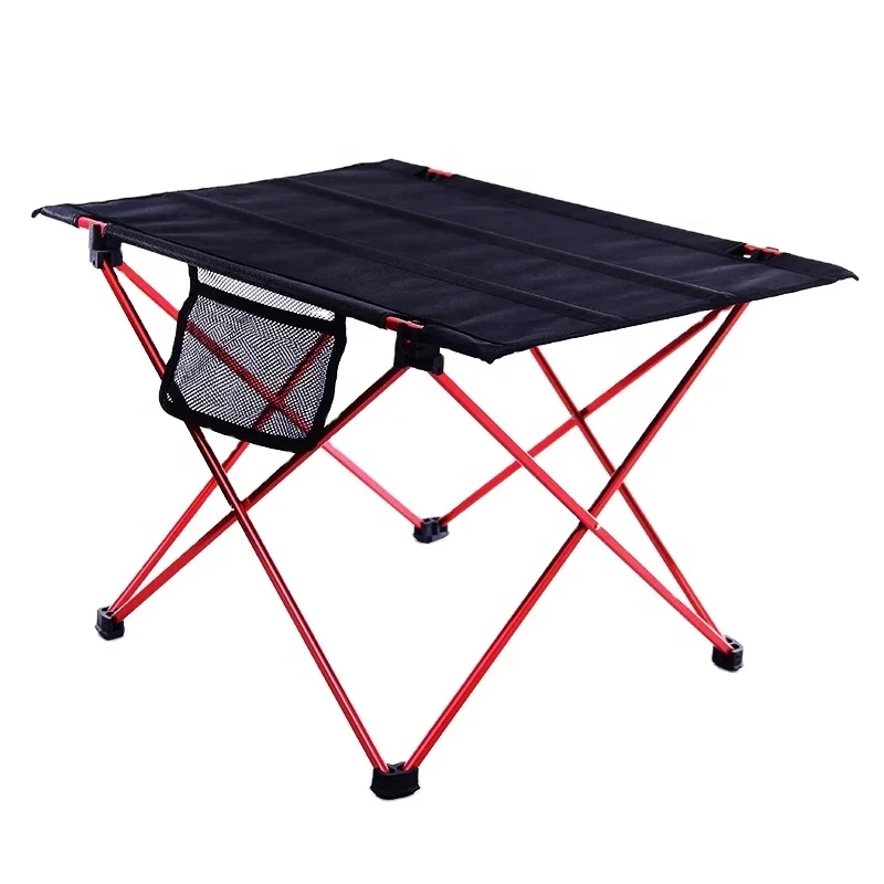

TY Foldable Table Outdoor Camping Ultralight Aluminum Table BBQ Picnic 6061 Hiking Desk Fishing Ultra Light Folding Desk, Black and red