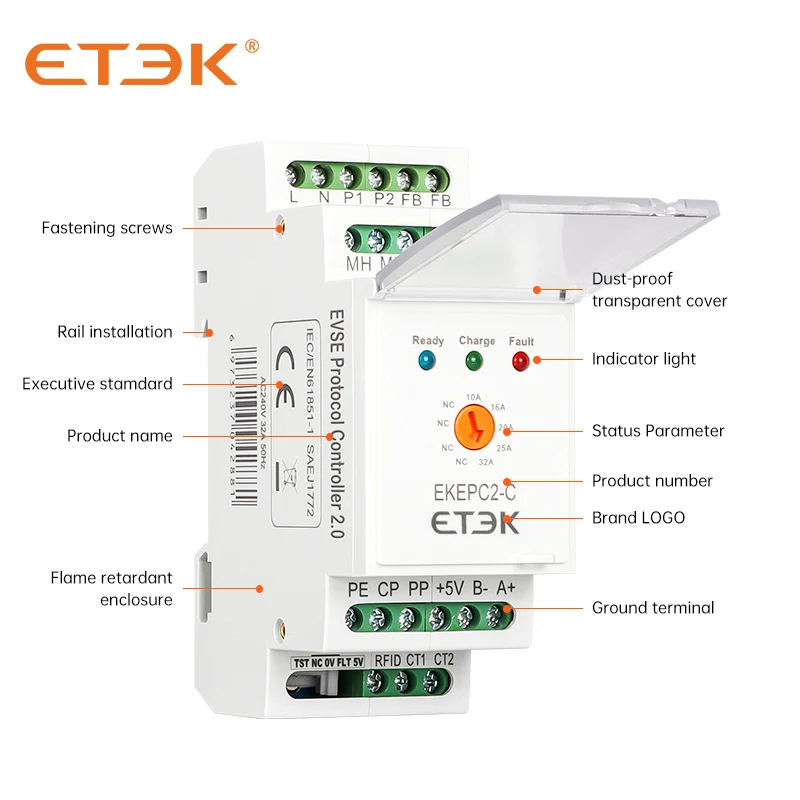 

ETEK EVSE EPC 32A Controller EV Charger Station Pile evse electric car charging stationev charger