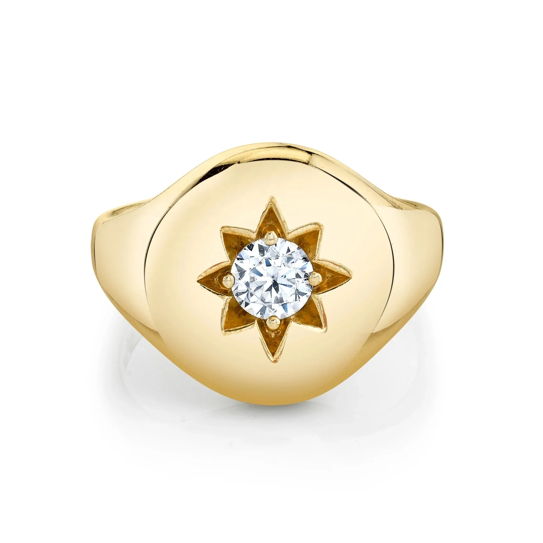 

LOZRUNVE Minimalist Large Star Diamond Signet Ring Women Gold 925 Silver