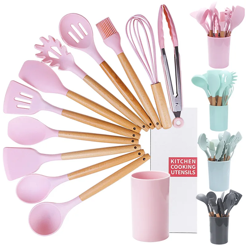 

wholesale 12 in 1 set modern multifunction kitchen utensils accessories kitchen gadget cooking tools set with wooden handle