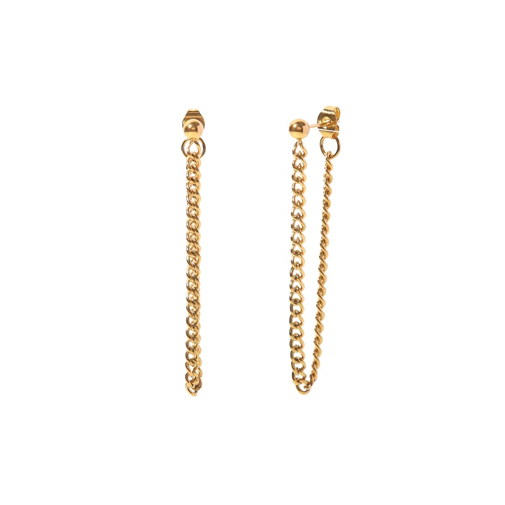 

Ins Popular Dainty Chain Statement 18K Gold Plated Stainless Steel Hoop Earrings Fashion Women Jewelry