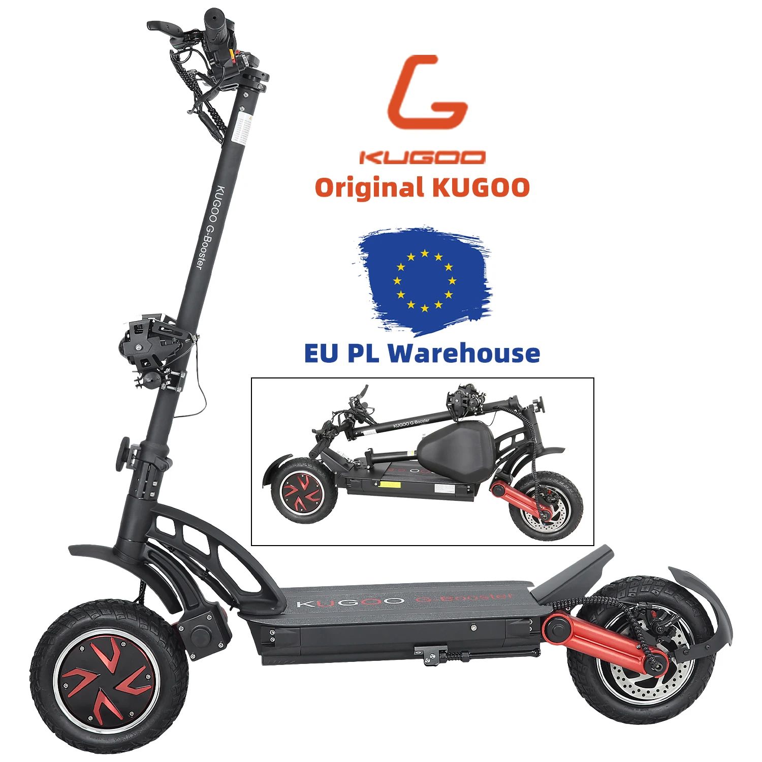 

EU warehouse KUGOO G-BOOSTER 800W Dual Motors 3 Speed Modes Max 55km/h 10inch Pneumatic Tire 85km longest range power e Scooter