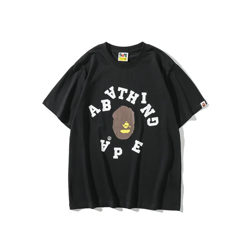 

Good Quality Wholesale Letter Print Bape Unisex T-Shirt Causal Round Neck Cotton Men T-Shirts, Picture color