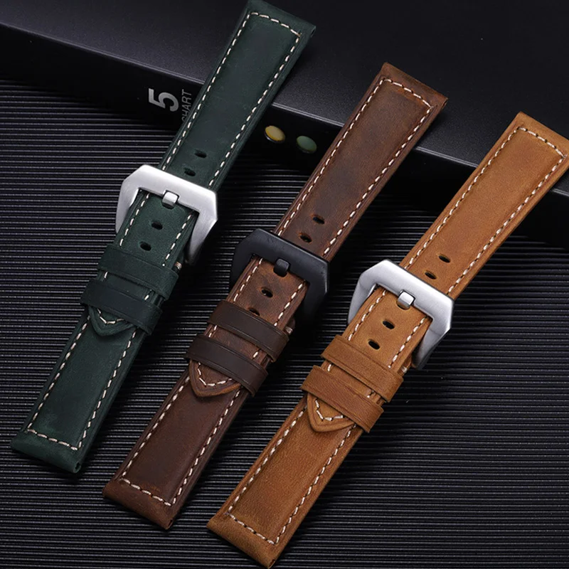 

Amazon hot sale Premium 20mm 22mm 24mm 26mm men custom watchband quick release calf genuine leather watch band strap, Optional