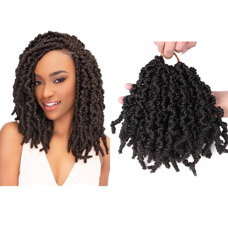 

2020 New & Hot Pre-twisted Curly Passion Twist Crochet Braids Synthetic Bomb Spring Twist Hair Jumgo Twist 8"