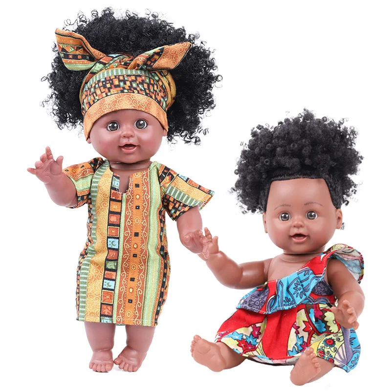 12 Inch African American Black Brown Skin Dolls Afro Play Toys For Kids ...