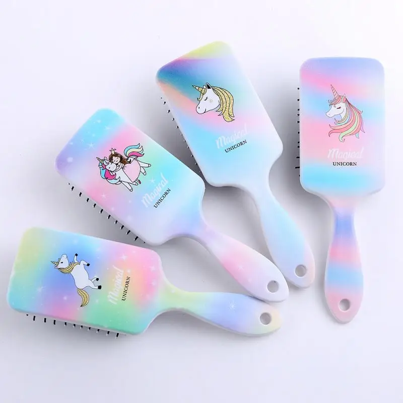 

Hot Selling Cartoon Airbag Comb Cartoon Mini Pattern Hair Brush Rainbow Hair Comb Colourful Air Cushion Scalp Massage Comb