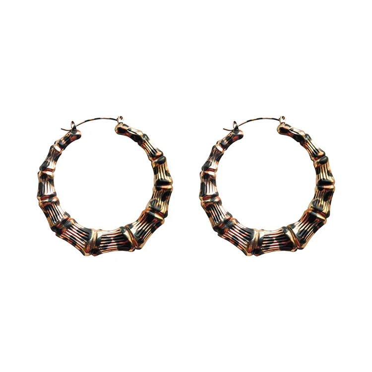 

Leopard-Print Temperament Simple Large Earrings Personality Joker Female Earrings Net Red Ring Hoop Earrings, Picture