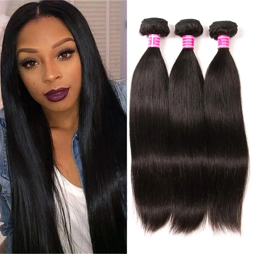 Wholesale Brazilian Hair Straight Bundles 100% Unprocessed Virgin Straight Human Hair Bundles Weave Extensions