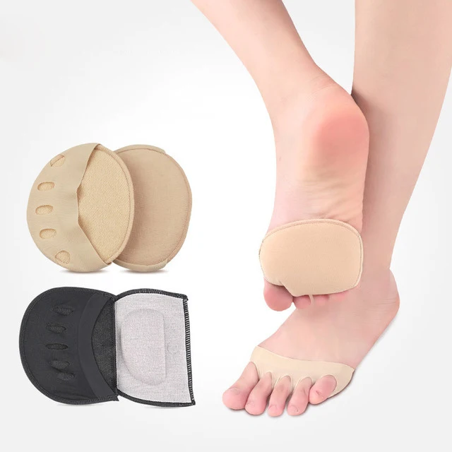 

Drop Shipping 1 Pair Invisible Five Fingers Half Sock Honeycomb Fabric Shock Absorbent Metatarsal Pad Pain Relief Forefoot Pad, Beige/black