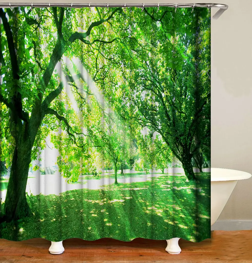 

100% polyester custom print washable rainforest shower curtains 3d bathroom
