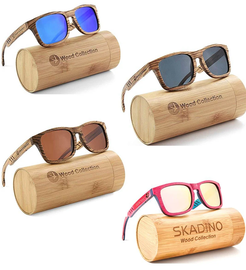 Hot amazon bamboo wooden frame polarized sunglasses 2019 wood sunglasses occhiali da sole di bambu for man