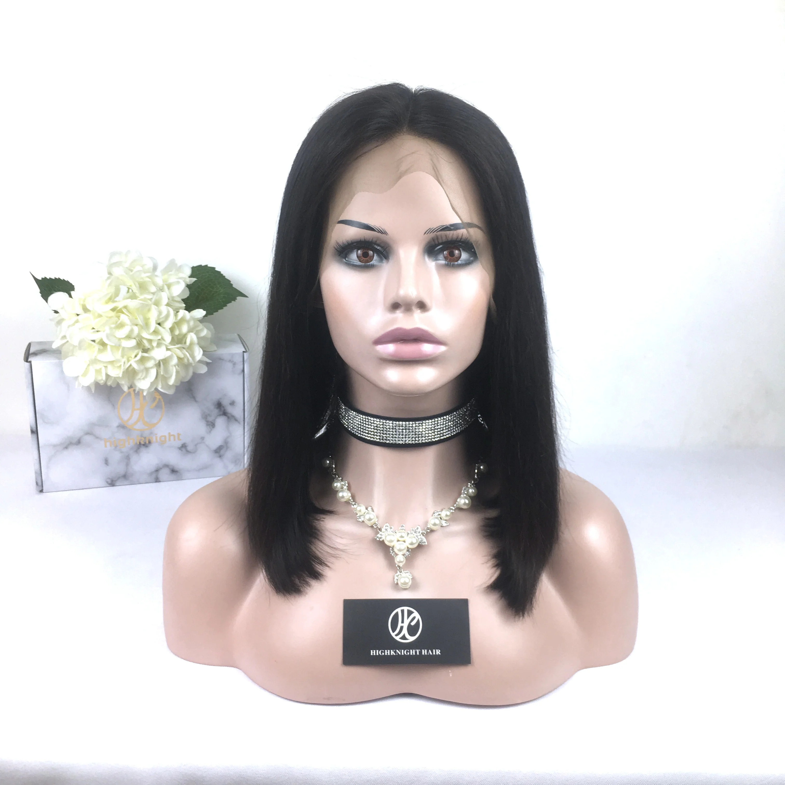 

Highknight Best Selling Short Lace Wig Brazilian Unprocessed Human Hair BOB Lace Front Wigs 12inch 150% Bob Wigs