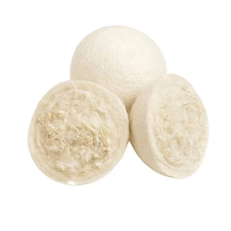 

High quality in stock customized logo organic wool dryer balls for laundry, White/grey/customized color