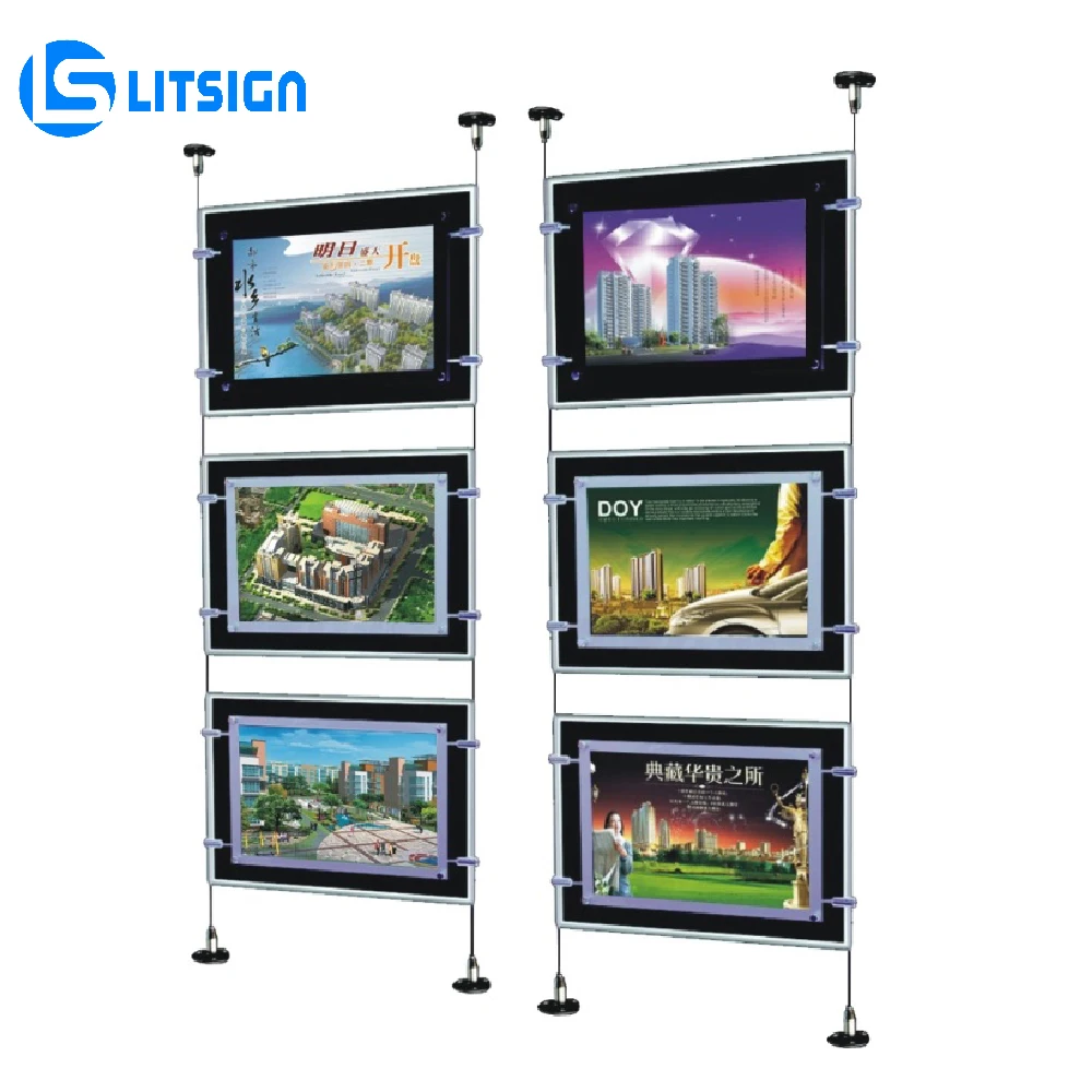 Window Rectangle Hanging A4 Panel Advertise Screen Light Box A3 Led Frame Illuminated Indoor Poster Display Ultra Slim Dustproof