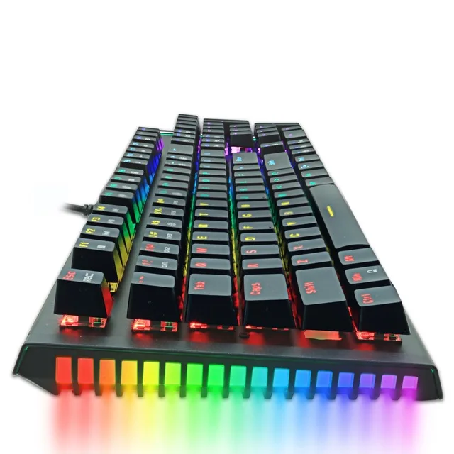 

X61 RGB Mix Backlit104 Anti-ghosting Blue Red Switch Wired Gaming Mechanical Keyboard For Game Laptop PC Russian US, Black