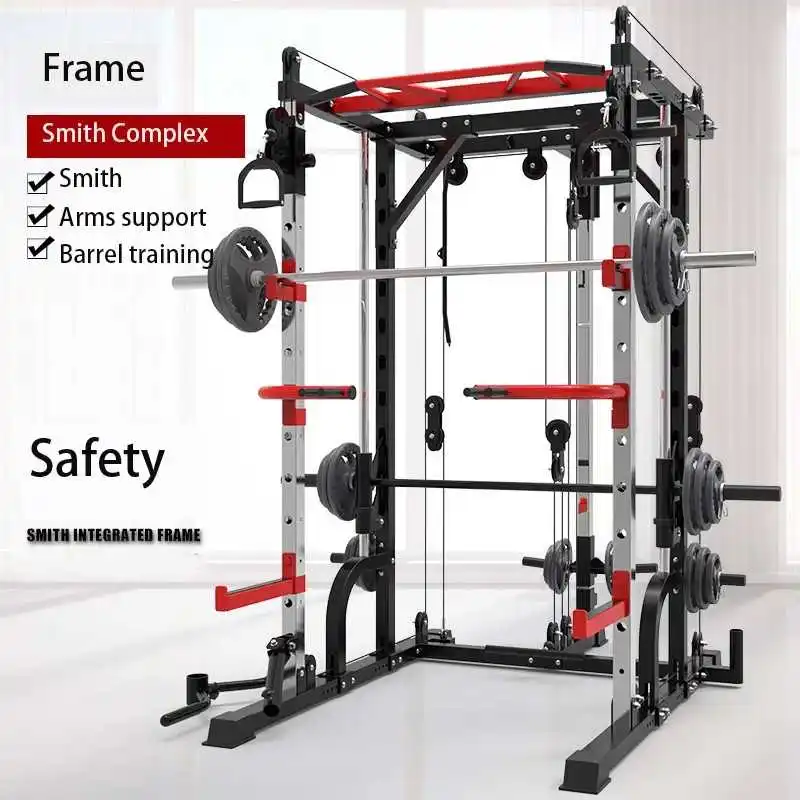 

BEYOND SPORT Multifunctional Smith Machine All In One Power rack, Red