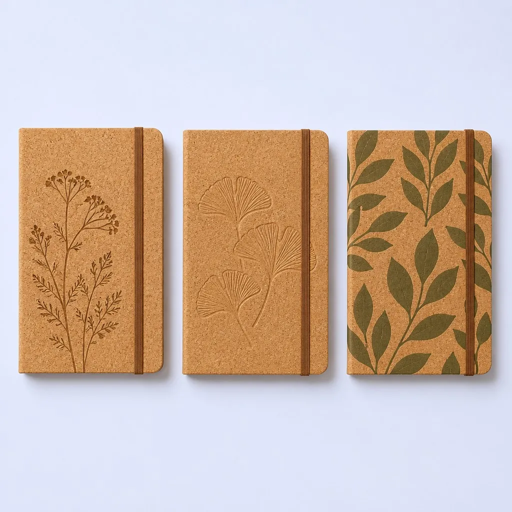 Three botanical laser engraved and printed patterns