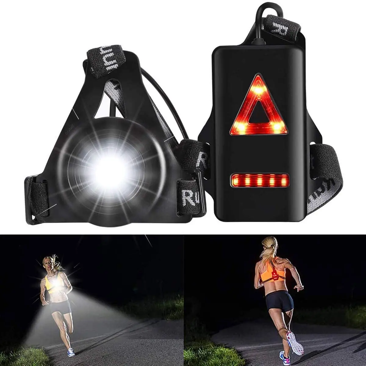 Outdoor Adjustable USB Rechargeable Night Running LED Chest Back Safety Warning Light for Camping Hiking Running Jogging