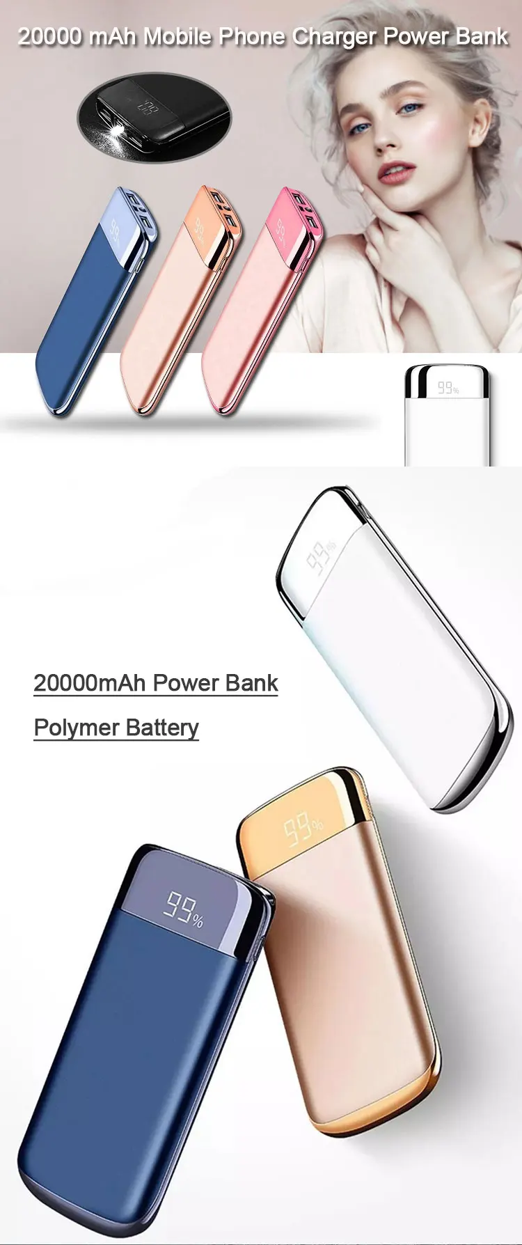 LED Smartphone Universal Ultra Slim Portable Charger 20000mAh Mobile Phone Power Bank - ANKUX.COM