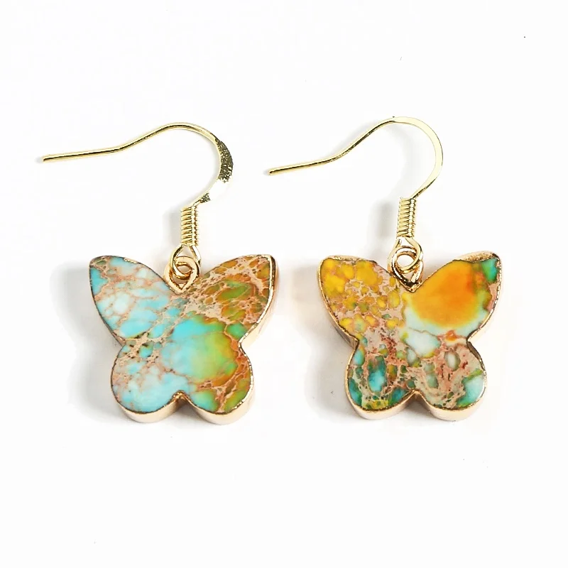 

Wholesale Fashion Butterfly Earrings African Earrings Gemstone Designer Jewelry Bohemian Women Natural Stone Earrings