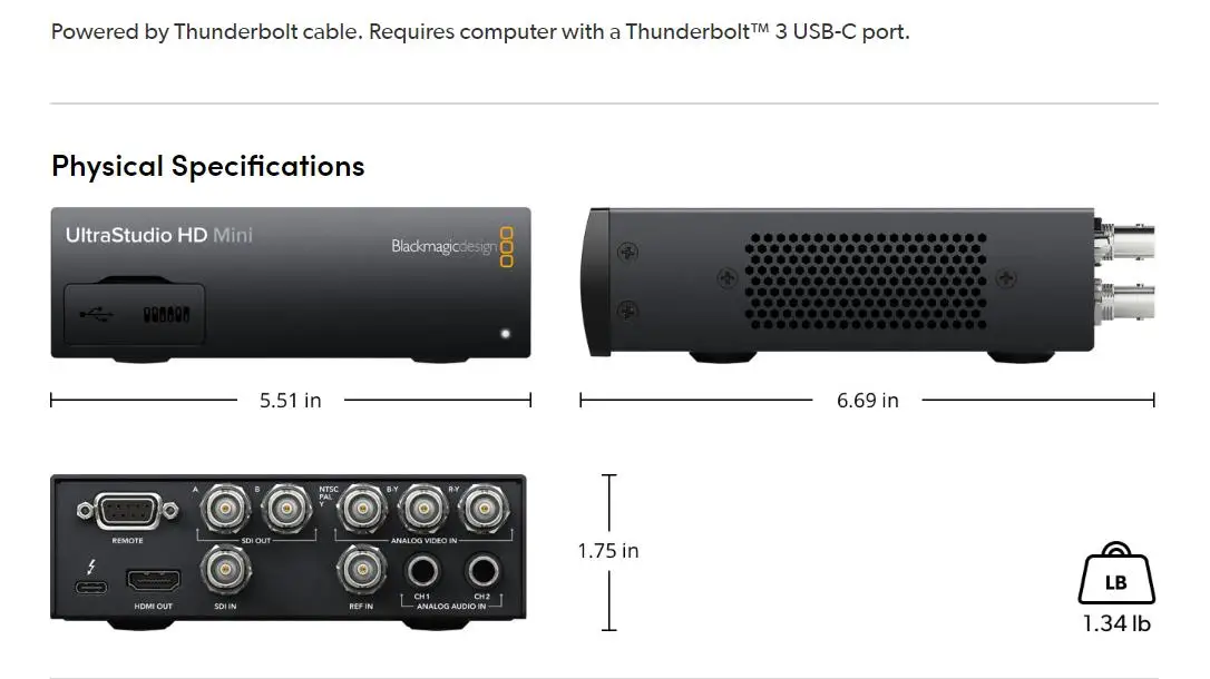 Blackmagic UltraStudio HD Mini 3G-SDI HDMI broadcast box video