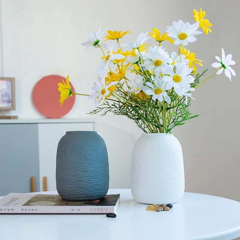 

Modern ceramic dried flower vase small fresh hydroponic ornaments white living room flower arrangement Nordic home decoration