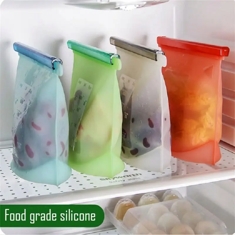 

1500ml Silicone Storage Bag Reusable Silicone Food Storage Bags For Food Seal Freezer Cooking Fresh Bags, As picture