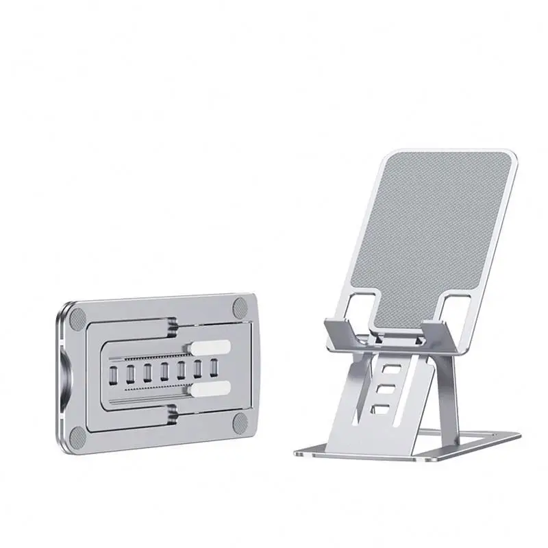 

Hot sale cell phone stand HOPbb foldable portable desktop phone tablet holder, Gray,silver